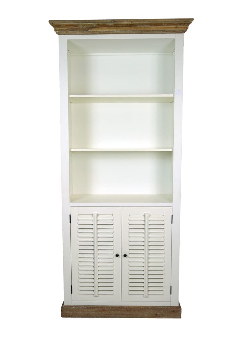 Landelijke boekenkast wit met shutters