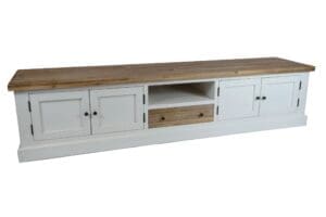 Landelijk TV-meubel, wit, glad paneel