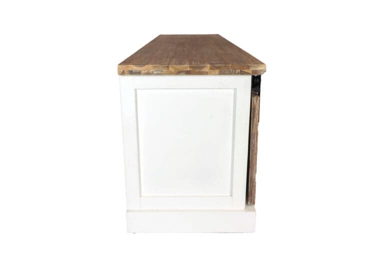 Landelijk TV-meubel met deuren op rail en laden