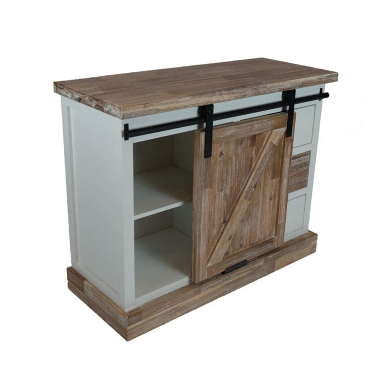 Landelijk wit kastje met barndoor en laden