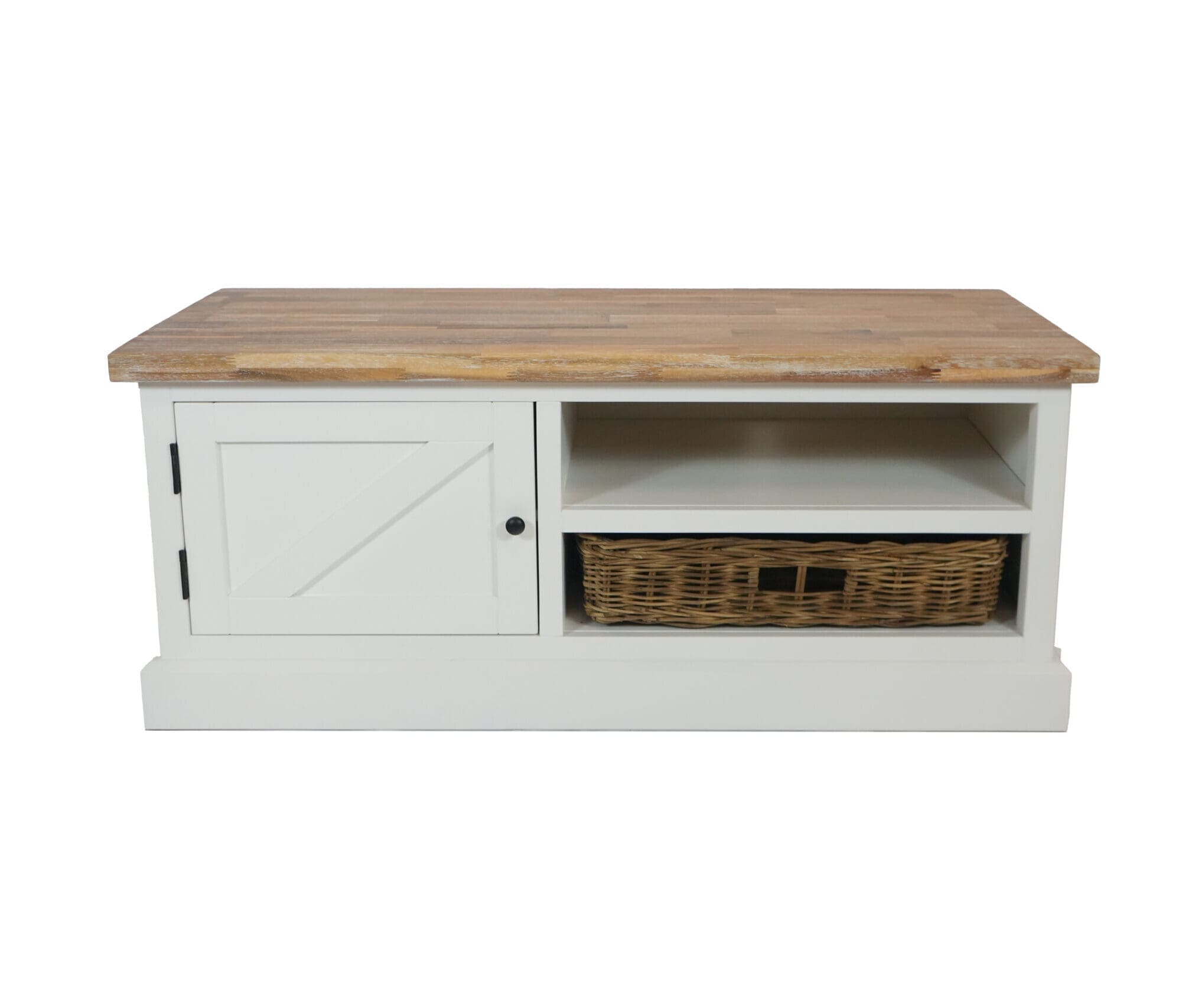 Landelijk TV-meubel met ‘barndoor’deurtje